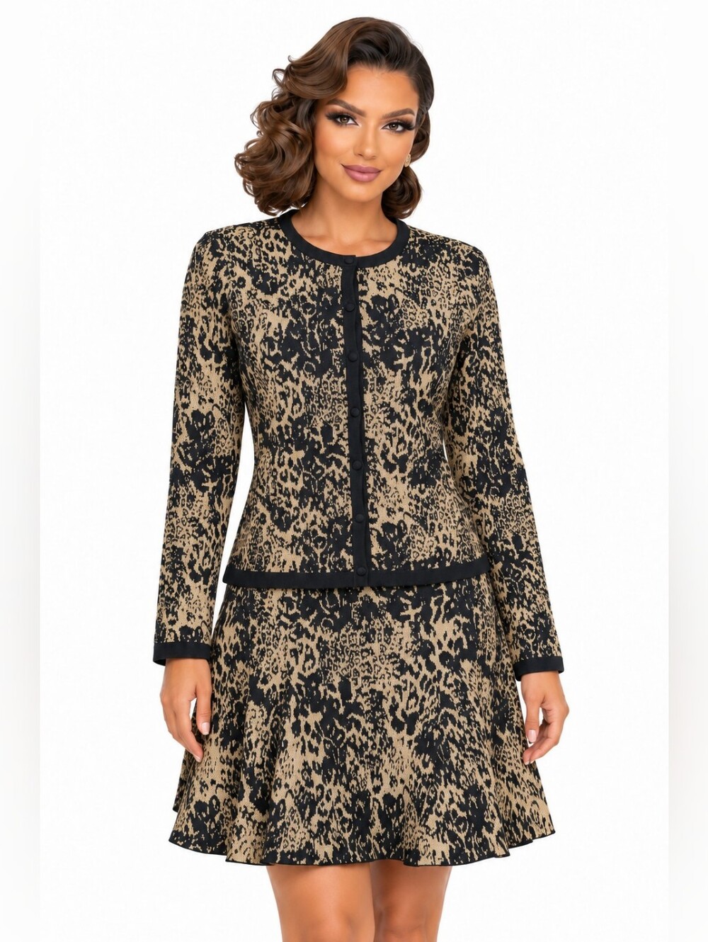 Ramy Brook Lidia Metallic Knit Dress Cardigan Set M Black Gold NWT $660